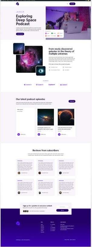 Podast website design fullscreen